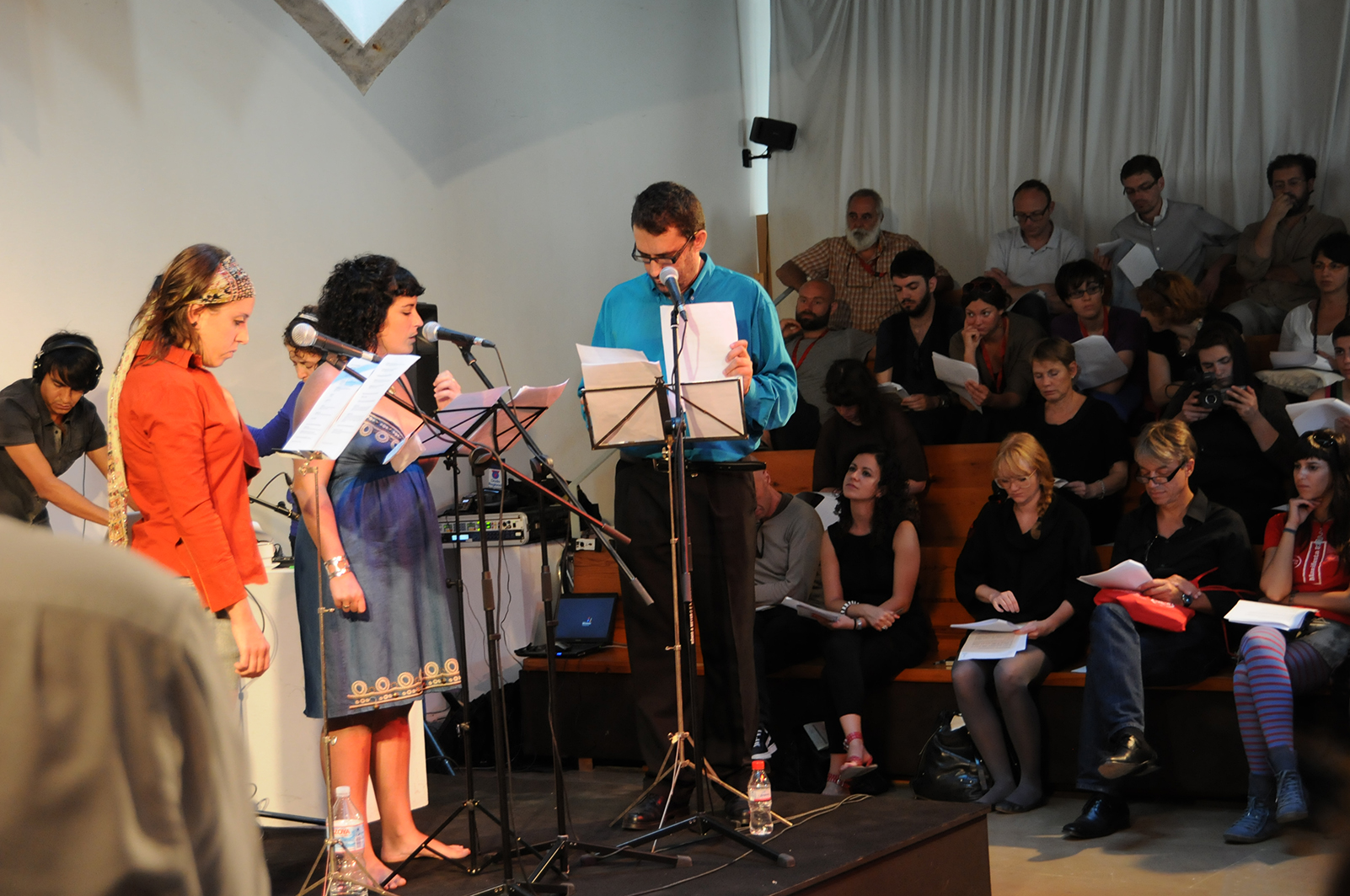 What we might have heard in the future. during a live radio broadcast performance as part of the opening days of Manifesta 8 at Museo Hidráulico Molinos del Río Segura, Murcia, Spain. 2010.